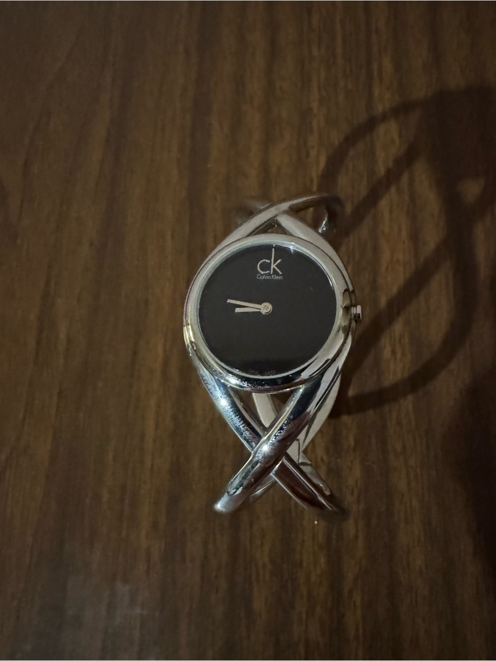 Calvin Klein K2L231 Women's Silver Bangle Quartz Watch Black Dial 30m